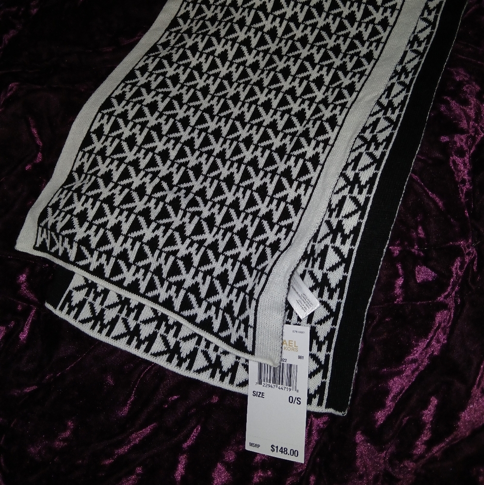 Michael Kors Monogram Black and White Scarf